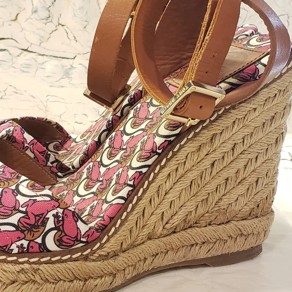 Tory Burch Wedge Espadrilles Jute Rope Designer Summer Beach